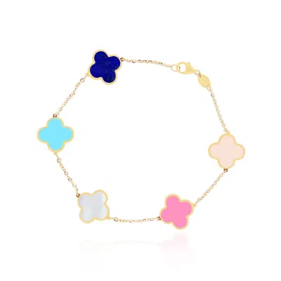 The Lovery Large Pastel Mixed Clover Bracelet