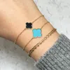 The Lovery Large Turquoise Single Clover Bracelet In Blue