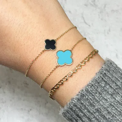 The Lovery Large Turquoise Single Clover Bracelet In Blue