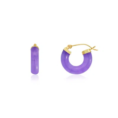The Lovery Lavender Jade Hoop Earrings 15 Millimeters In Purple