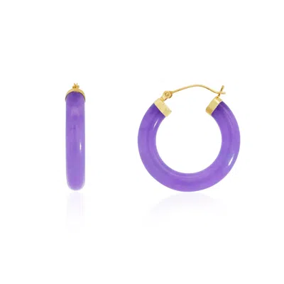 The Lovery Lavender Jade Hoop Earrings 25 Millimetes In Purple