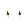 The Lovery Lightning Bolt Black Enamel Stud Earrings In Multi