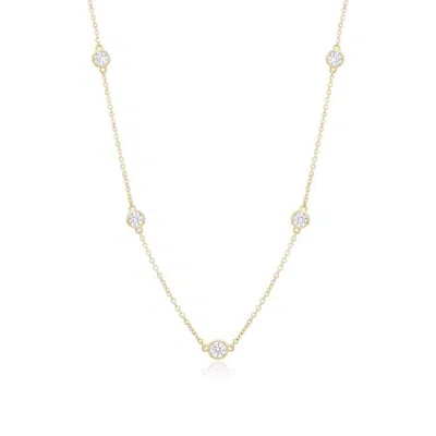 The Lovery Long Cz Station Chain Necklace In Gold Plated Sterling Silver