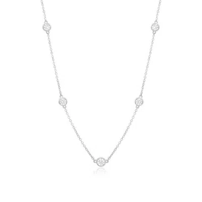 The Lovery Long Cz Station Chain Necklace In Sterling Silver