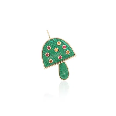 The Lovery Malachite And Gemstone Mushroom Charm In Multi