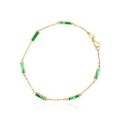 The Lovery Malachite Bar Chain Bracelet In Multi