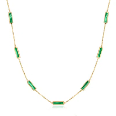 The Lovery Malachite Bar Chain Necklace In Multi