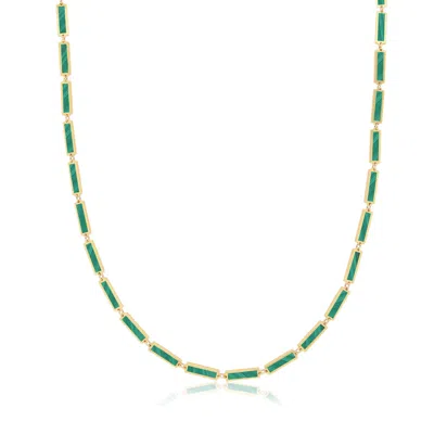 The Lovery Malachite Bar Necklace 16 Inches In Multi