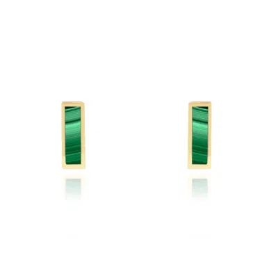 The Lovery Malachite Bar Stud Earrings In Green