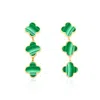 The Lovery Malachite Clover Dangle Earrings 1.25 Inches In Multi