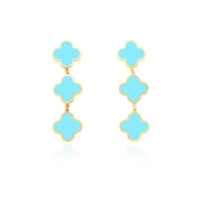 The Lovery Malachite Clover Dangle Earrings In Blue