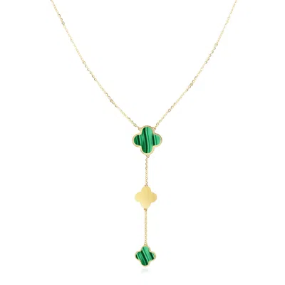 The Lovery Malachite Clover Lariat Necklace In Multi