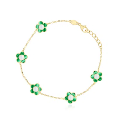 The Lovery Malachite Daisy Bracelet In Green