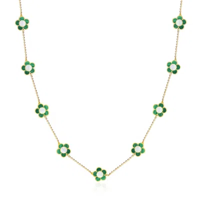 The Lovery Malachite Daisy Necklace In Green