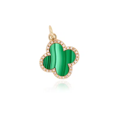 The Lovery Malachite Diamond Clover Charm In Multi