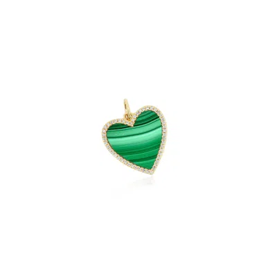 The Lovery Malachite Diamond Halo Heart Charm In Blue