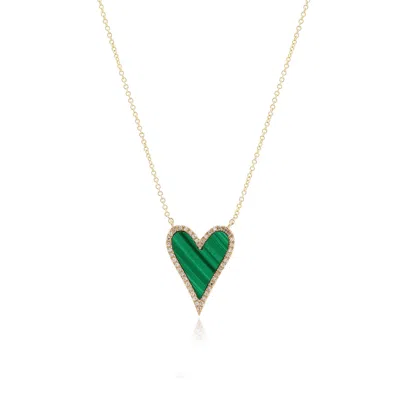 The Lovery Malachite Diamond Halo Heart Necklace In Blue