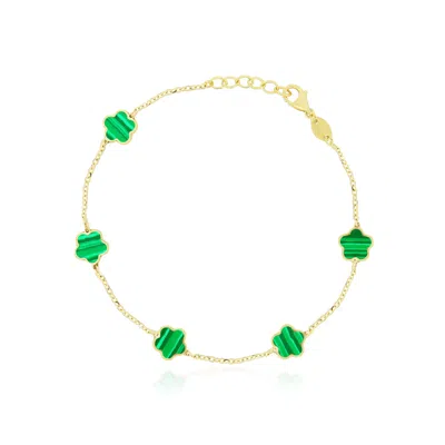 The Lovery Malachite Flower Bracelet In Green