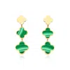 The Lovery Malachite Graduating Clover Dangle Earrings In Multi