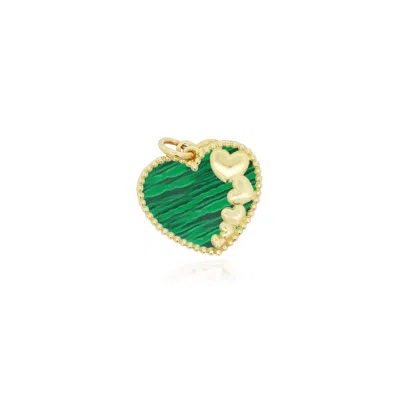 The Lovery Malachite Heart Overlay Charm 11mm In Multi
