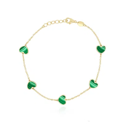 The Lovery Malachite Heart Station Bracelet In Multi
