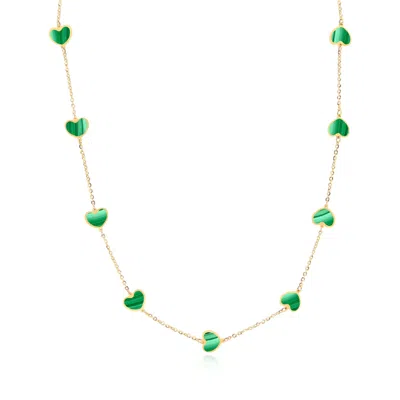 The Lovery Malachite Heart Station Necklace In Gold