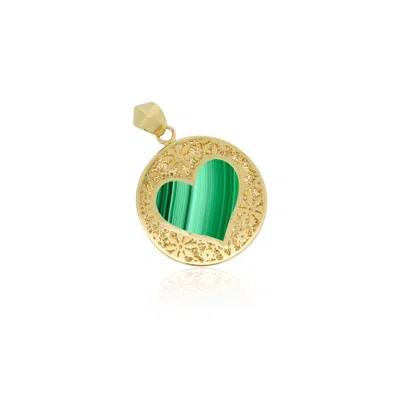 The Lovery Malachite Lace Heart Charm 22mm In Multi