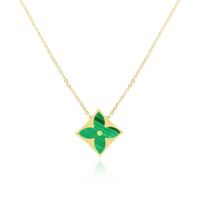 The Lovery Malachite Luxe Flower Necklace In Green