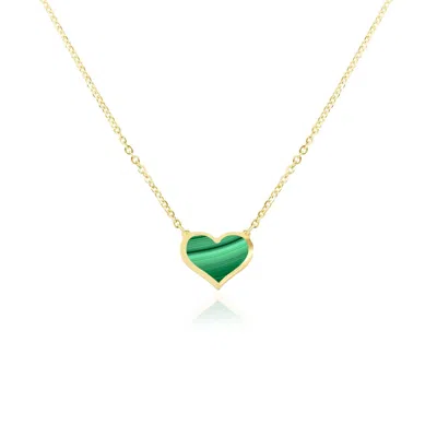 The Lovery Malachite Single Heart Necklace In Multi