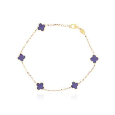 The Lovery Mini Amethyst Clover Bracelet In Blue