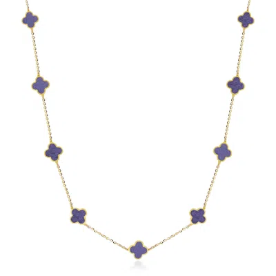 The Lovery Mini Amethyst Clover Necklace In Green