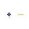 The Lovery Mini Amethyst Clover Stud Earrings In Green