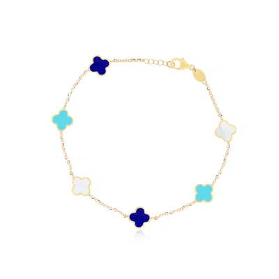 The Lovery Mini Blue Mixed Clover Bracelet In Multi