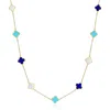 The Lovery Mini Blue Mixed Clover Necklace In Blue