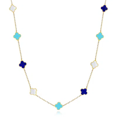 The Lovery Mini Blue Mixed Clover Necklace