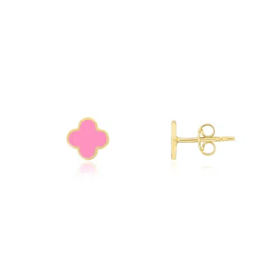 The Lovery Mini Bubblegum Pink Clover Stud Earrings In Multi