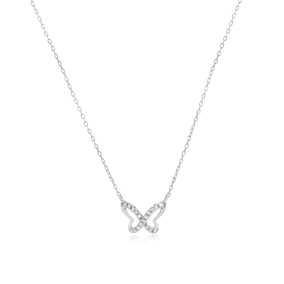 The Lovery Mini Diamond Butterfly Cutout Necklace 14k White Gold
