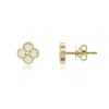 The Lovery Mini Diamond Clover Stud Earrings In Blue