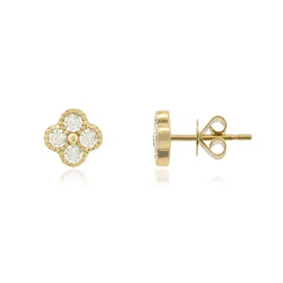 The Lovery Mini Diamond Clover Stud Earrings In Blue