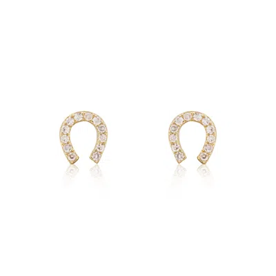 The Lovery Mini Diamond Horseshoe Stud Earrings In Blue