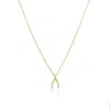 The Lovery Mini Diamond Wishbone Necklace In Blue