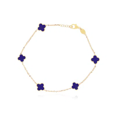 The Lovery Mini Lapis Clover Bracelet In Blue