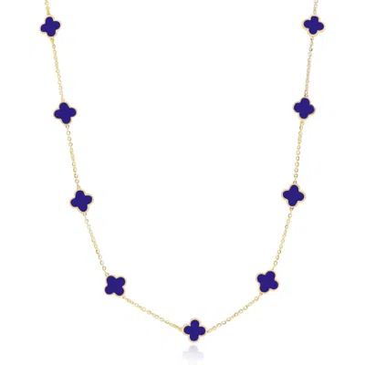 The Lovery Mini Lapis Clover Necklace In Blue