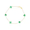 The Lovery Mini Malachite Clover Bracelet In Multi