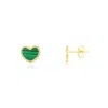 The Lovery Mini Malachite Heart Stud Earrings In Multi