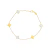 The Lovery Mini Mother Of Pearl And Gold Clover Bracelet In Multi