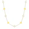 The Lovery Mini Mother Of Pearl And Gold Clover Necklace In Multi