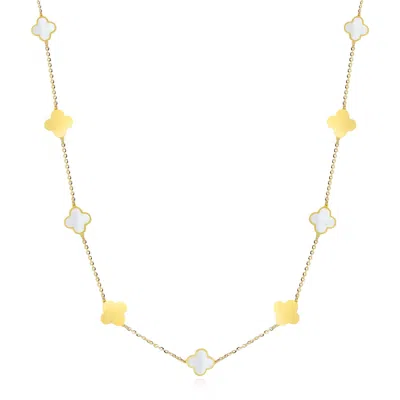 The Lovery Mini Mother Of Pearl And Gold Clover Necklace In Multi