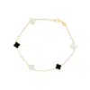 The Lovery Mini Mother Of Pearl And Onyx Mixed Clover Bracelet In Multi