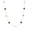 The Lovery Mini Mother Of Pearl And Onyx Mixed Clover Necklace In Multi